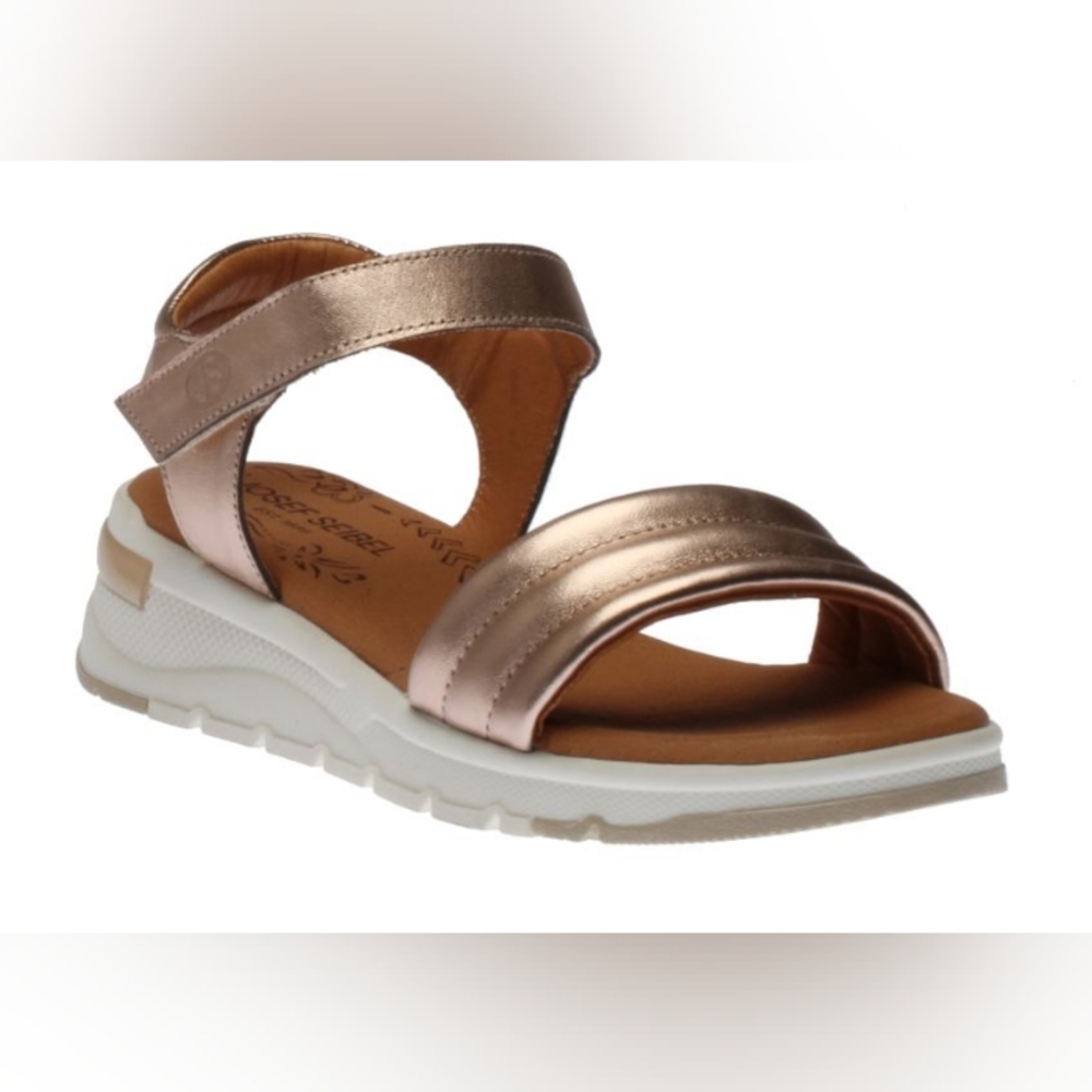 Josef Seibel Willa Rose Gold Leather Velcro Sandals 37